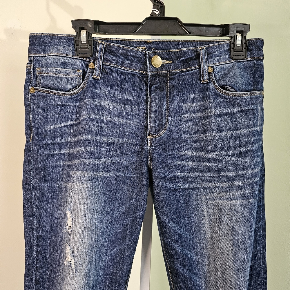 Kut from the Kloth Reese‎ Ankle Straight Leg Jeans Light Distress Dark Wash 6 - Picture 2 of 10